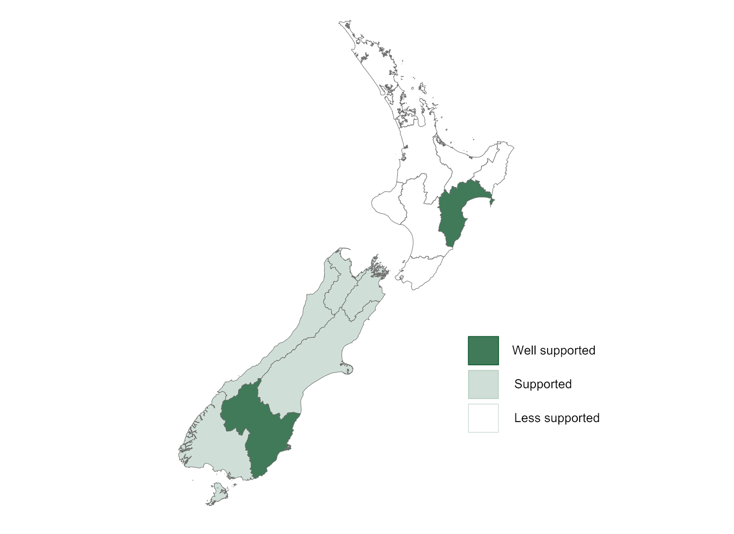 New Zealand map highlighting the best regions for commercial cherry growing.